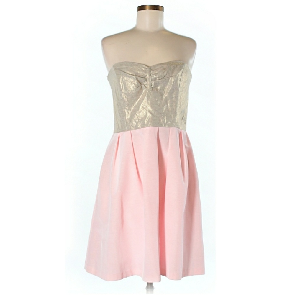 Coren Moore Pink & Gold Strapless Dress